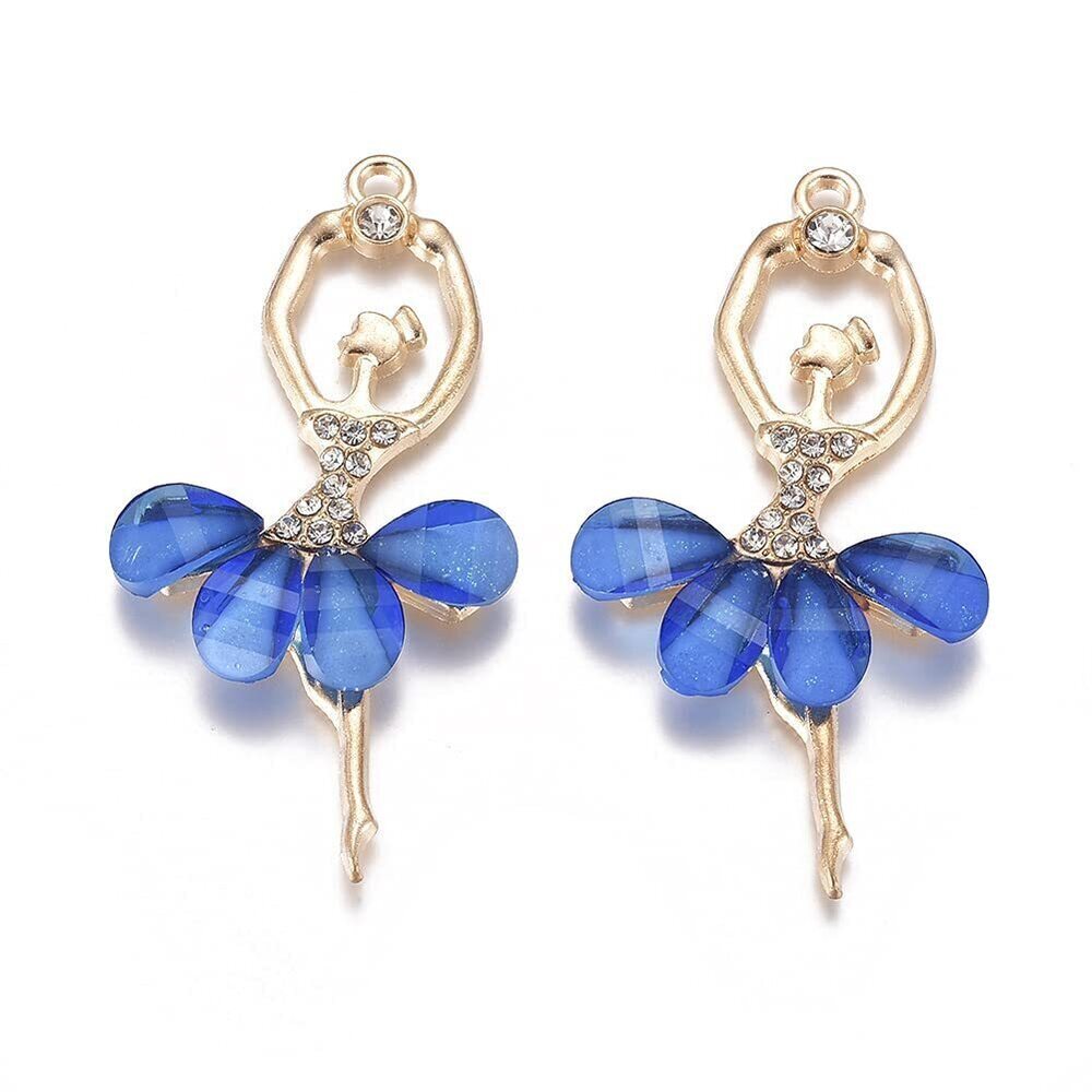 6104 20Pcs Ballet Charms Dance Keychain Charms Ballerina Pendants Blue